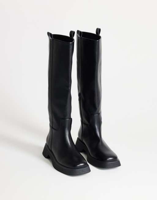 Topshop Lauren grobe kniehohe Stiefel in Schwarz, 2 von 4