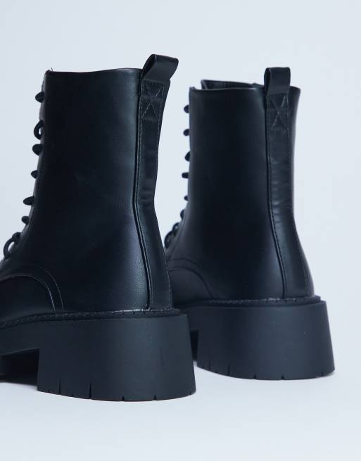 Topshop - Lawrence - Stivaletti chunky stringati neri, 2 di 4