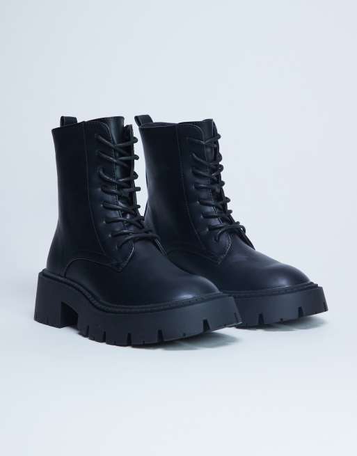 Topshop – Lawrence – Sznurowane czarne buty na grubej podeszwie, 4 z 4