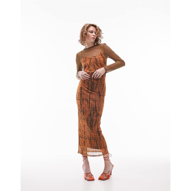 Topshop tie dye mesh midi dress online