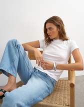 Topshop layered short sleeve fitted tee in white