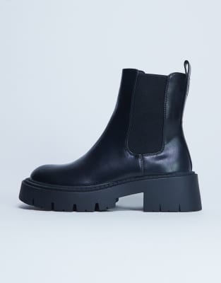 Topshop - Layla - Bottines Chelsea chunky - Noir