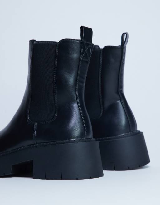 Topshop Layla chunky chelsea boots in black