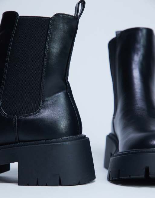 Topshop Layla chunky chelsea boots in black