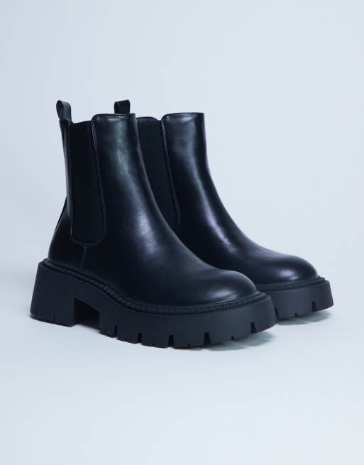 Topshop - Layla - Sorte chunky chelsea-støvler, 3 af 4