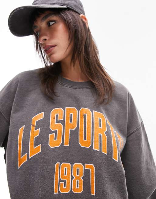 Topshop Le Sports Sweater in zwart met wassing deel van co ord set