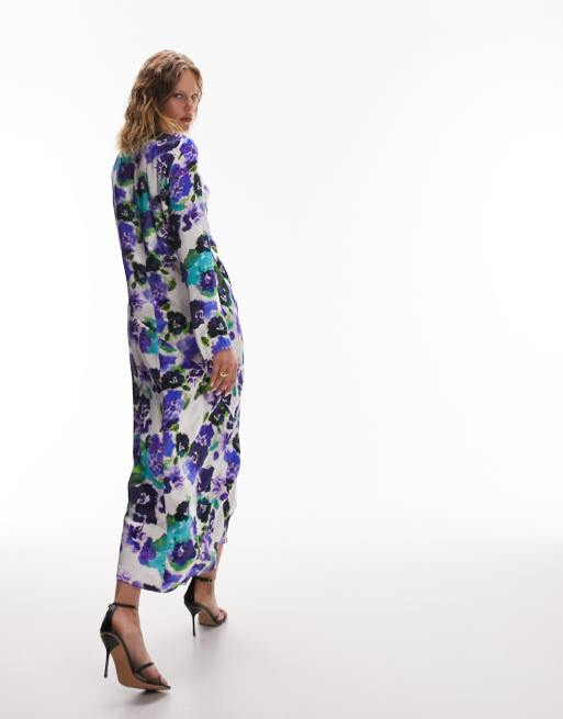 Topshop Lea premium long sleeve maxi dress in floral print