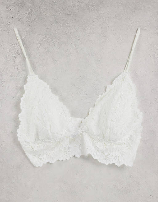 Topshop leaf lace padded triangle bra in ivory