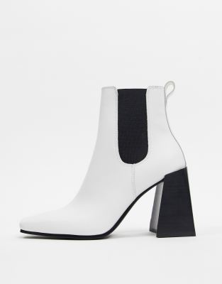 white heeled chelsea boots