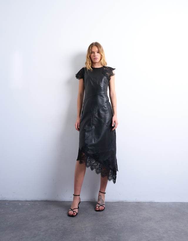 Topshop - Midi Dress - Women - Leather - 2 US