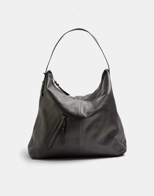 Topshop leather large tote bag in black