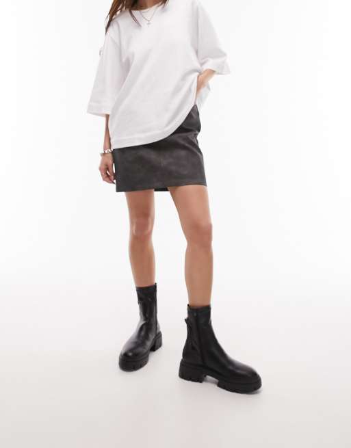 White leather 2024 skirt 90s