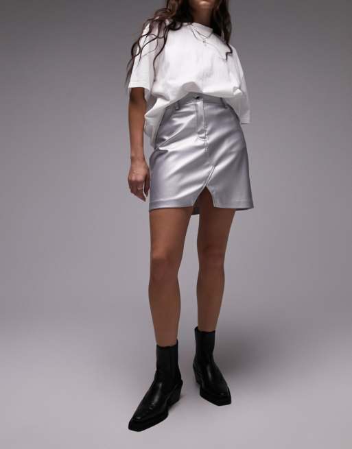 White leather shop skirt topshop