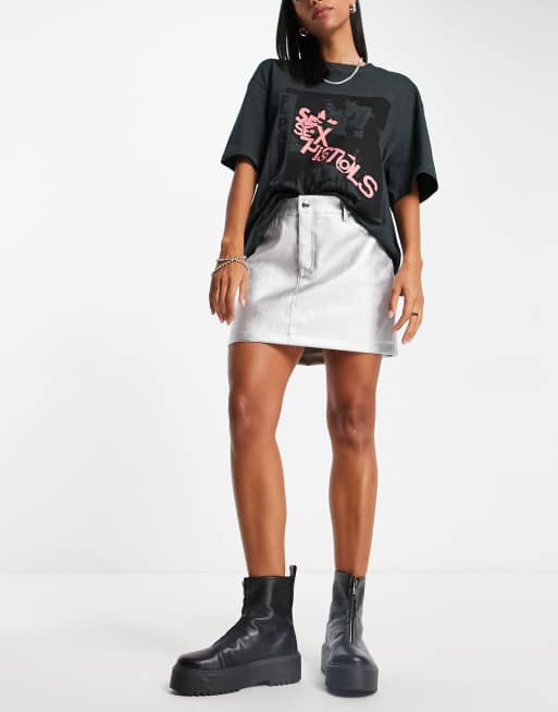 Metallic denim 2025 skirt topshop