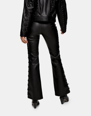 leather look flared trousers