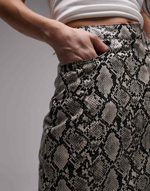 Topshop snake print denim 2024 skirt