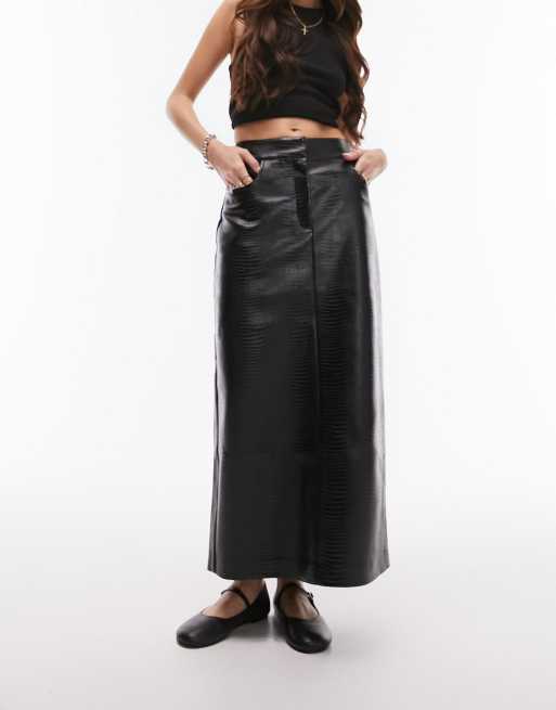 Faux leather pencil outlet skirt topshop