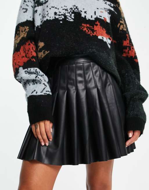 Topshop leather pleated discount skirt