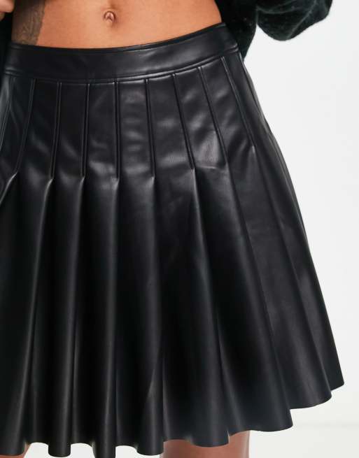 Topshop leather 2025 pleated skirt