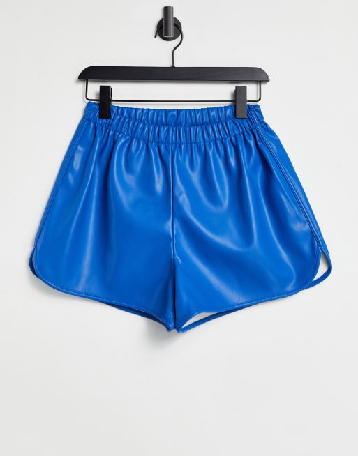 Blue store leather shorts