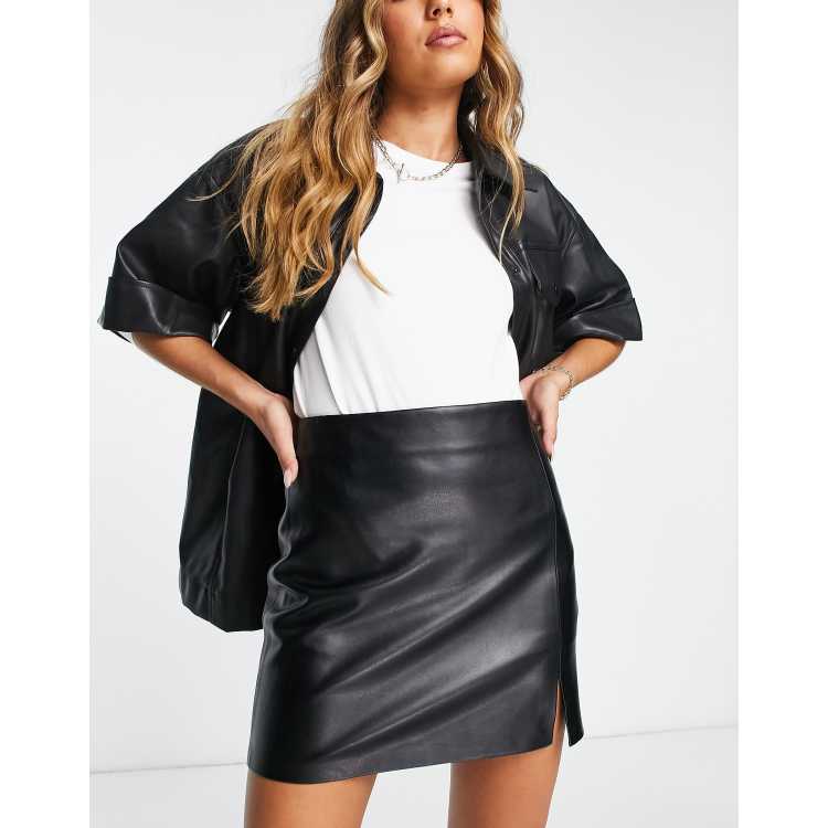 High waisted hotsell leather skirt topshop