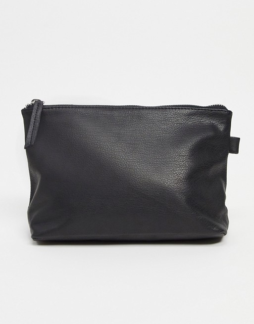 Topshop leather make up bag in black