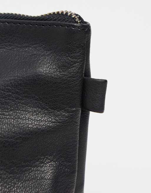 Topshop leather make up bag in black, 3 of 4