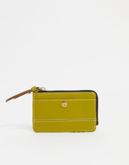 Topshop leather mini purse in olive ASOS