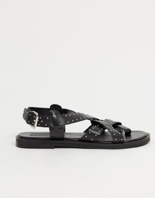 Topshop black sale leather sandals