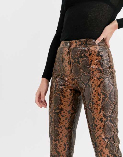 High Waist Faux Leather Trousers - Black - Just $7