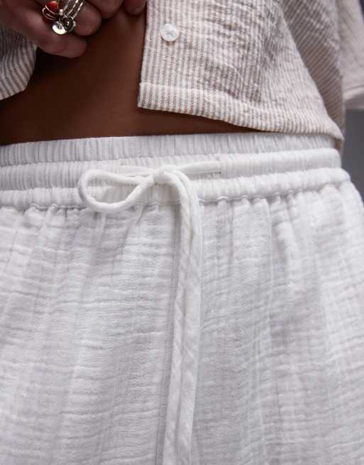 Topshop – Legere Schlupfhose aus dünnem, weitmaschigem Baumwollstoff in Weiß, 5 von 5