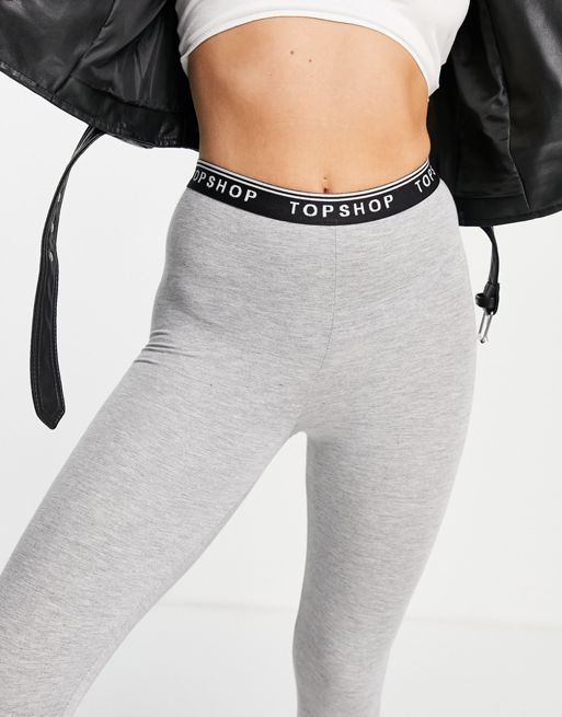 Topshop - Legging met logo op tailleband in zwart, ASOS