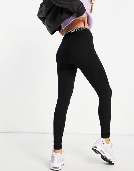 Topshop - Legging met logo op tailleband in zwart, 2 van 4