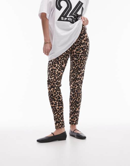 Topshop - Legging met luipaardprint in bruin