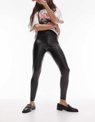 Topshop - Leggings aus Kunstleder in Schwarz