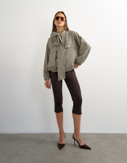 Topshop leggings capri in ponte color cioccolato