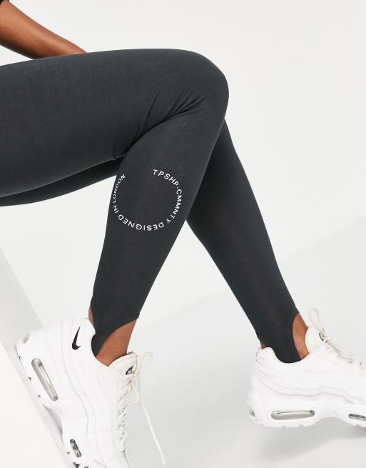 Topshop - Leggings con staffa in nero slavato con grafica, 4 di 4