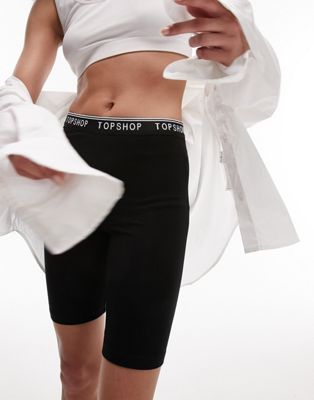 Topshop branded elastic legging short in black - ASOS Price Checker
