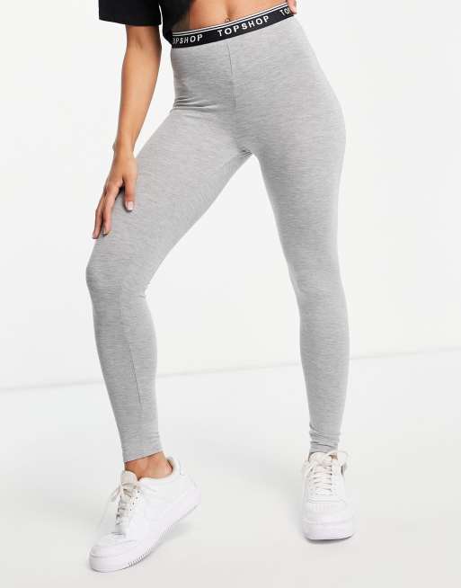 Topshop – Leggings in Grau mit Markenlogo am Bund, 4 von 4