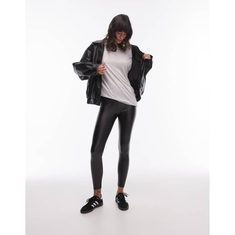 Gloop Leggings da donna in ecopelle, a vita alta, stile Treggins (DE/NL/SE/PL, alfanumerico, S, regolare, beige a vita alta