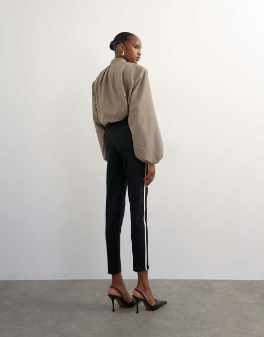 Topshop leggings lunghi in ponte con dettaglio piping neri, 3 di 5