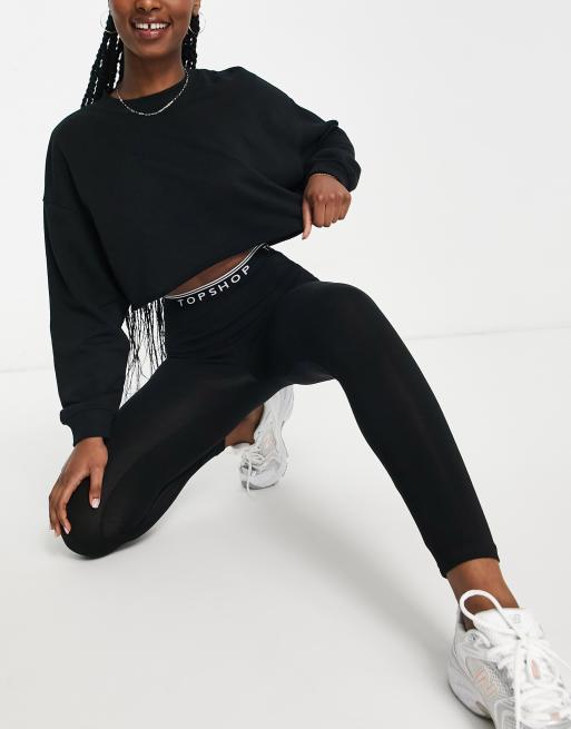 Topshop – Leggings mit Logobund in Schwarz, 4 von 4