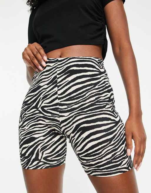 Topshop - Leggingshort met zebraprint in zwart-wit