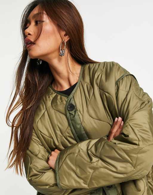 Topshop – Leichte Steppjacke in Khaki, 3 von 4