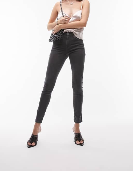 Topshop Leigh jeans in washed black | ASOS