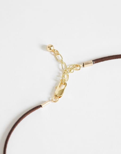 Topshop - Leila - Collier en cordon avec pendentif - Doré et marron, 4 de 4