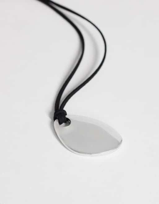 Topshop Leila cord necklace with pendant in silver and black, 2 of 4