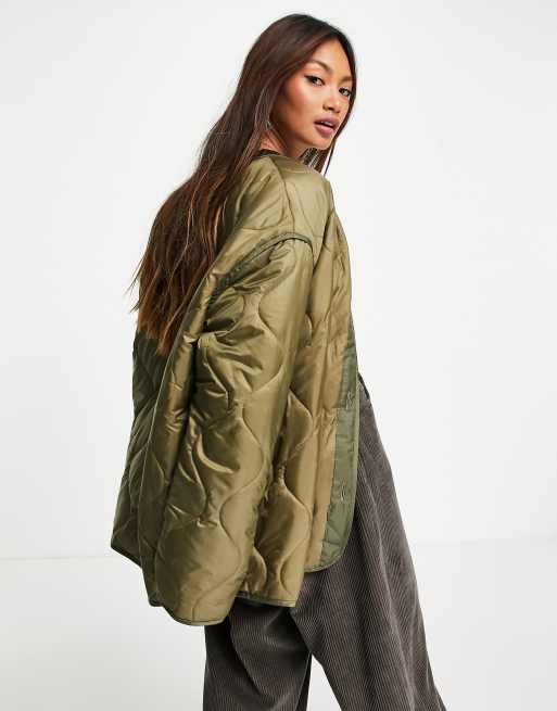 Topshop – Lekka pikowana kurtka w kolorze khaki, 2 z 4