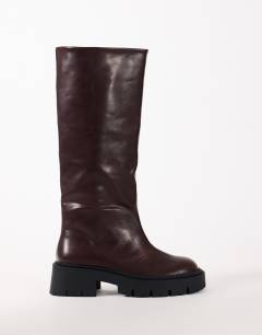 Lennox chunky knee high boot in chocolate
