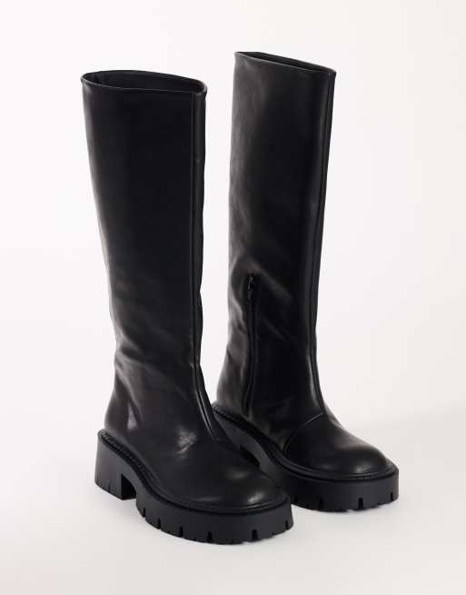 Topshop Lennox chunky knee high boots in black, 2 of 4